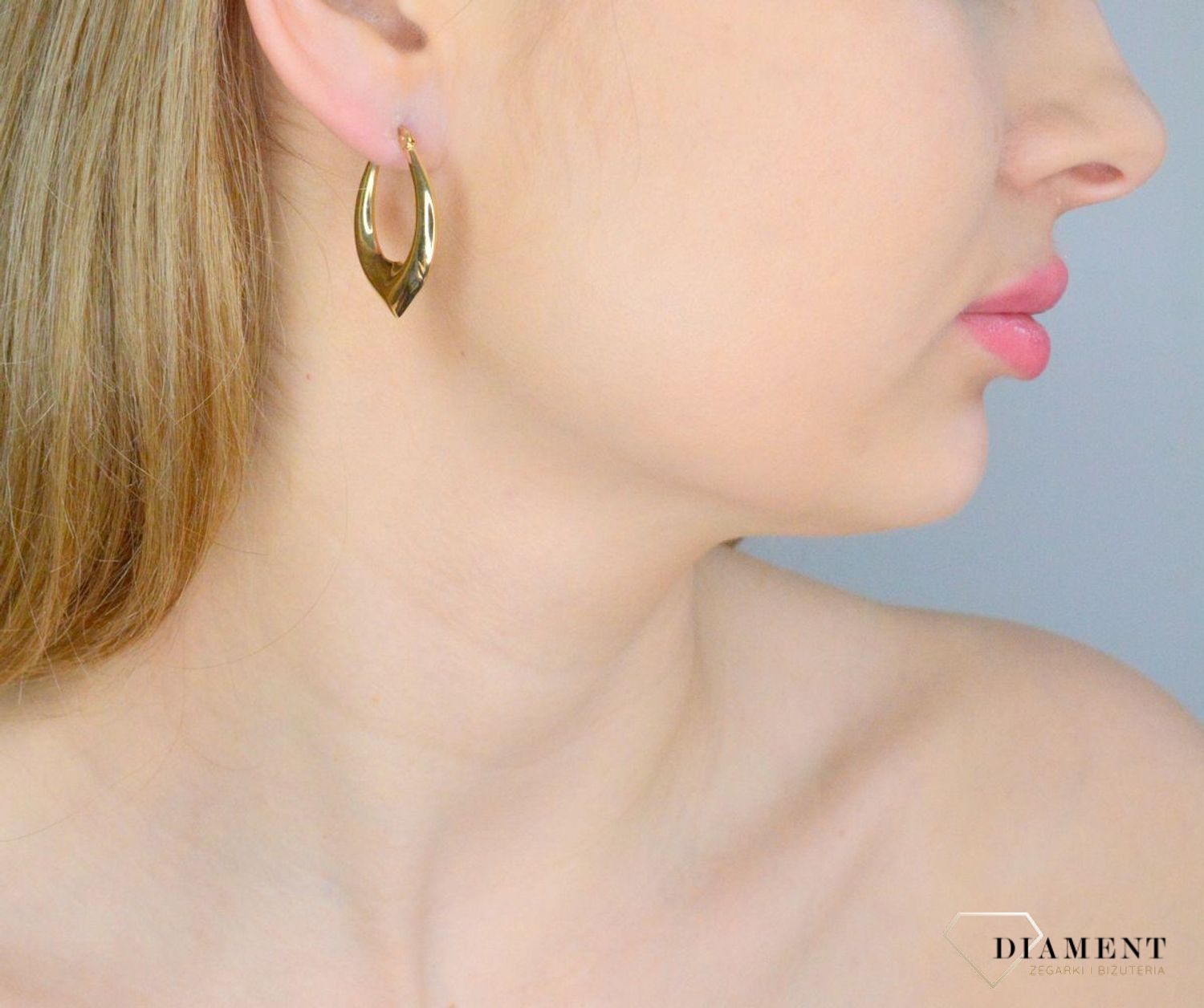 Złote kolczyki damskie 585 o nieregularnym kształcie KL 11128.jpg